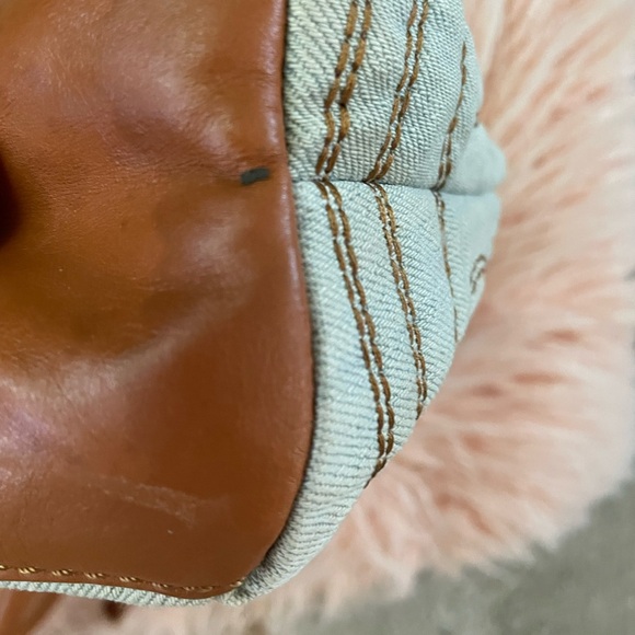 Tory Burch Large Denim and Brown Satchel Removable Crossbody Strap - Picture 5 of 16